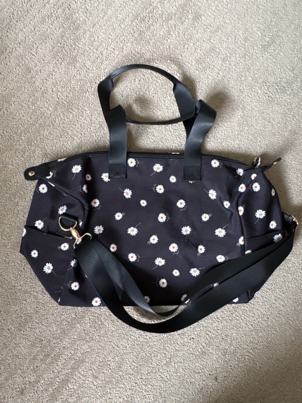 Alice + Olivia Black Daisy Travel Bag with Detachable Strap